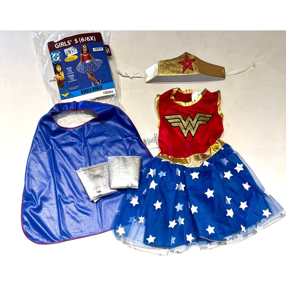 New Girls DC Comics Wonder Woman Costume - S 6/6x - 5pc Set - NWT